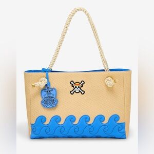 NWT Loungefly Beige and Bright Blue Nautical Wave Tote